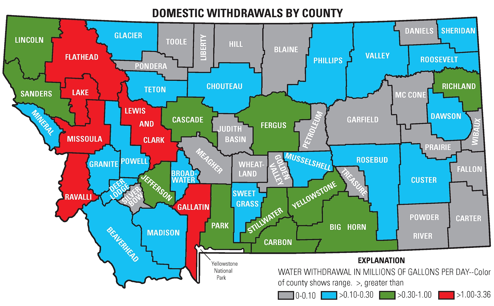 Montana 2015 Water Use Map of County Domestic Withdrawals U.S